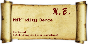 Mándity Bence névjegykártya